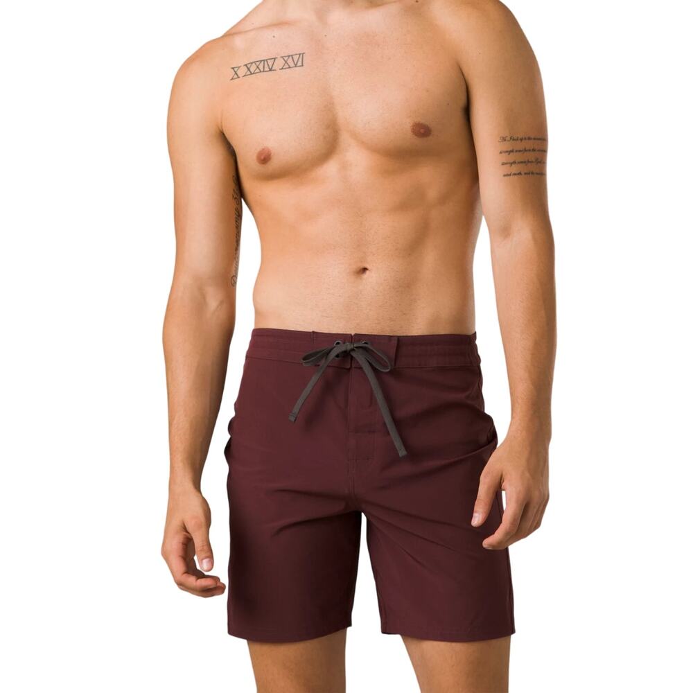 PrAna Men's 28 Cacao 9” Riveter Boardshort Swimming Drawstring Trunks N11-12